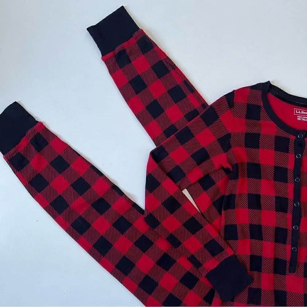 L.L.Bean Waffle Onsie Pyjama XS Tall - Picture 6 of 9